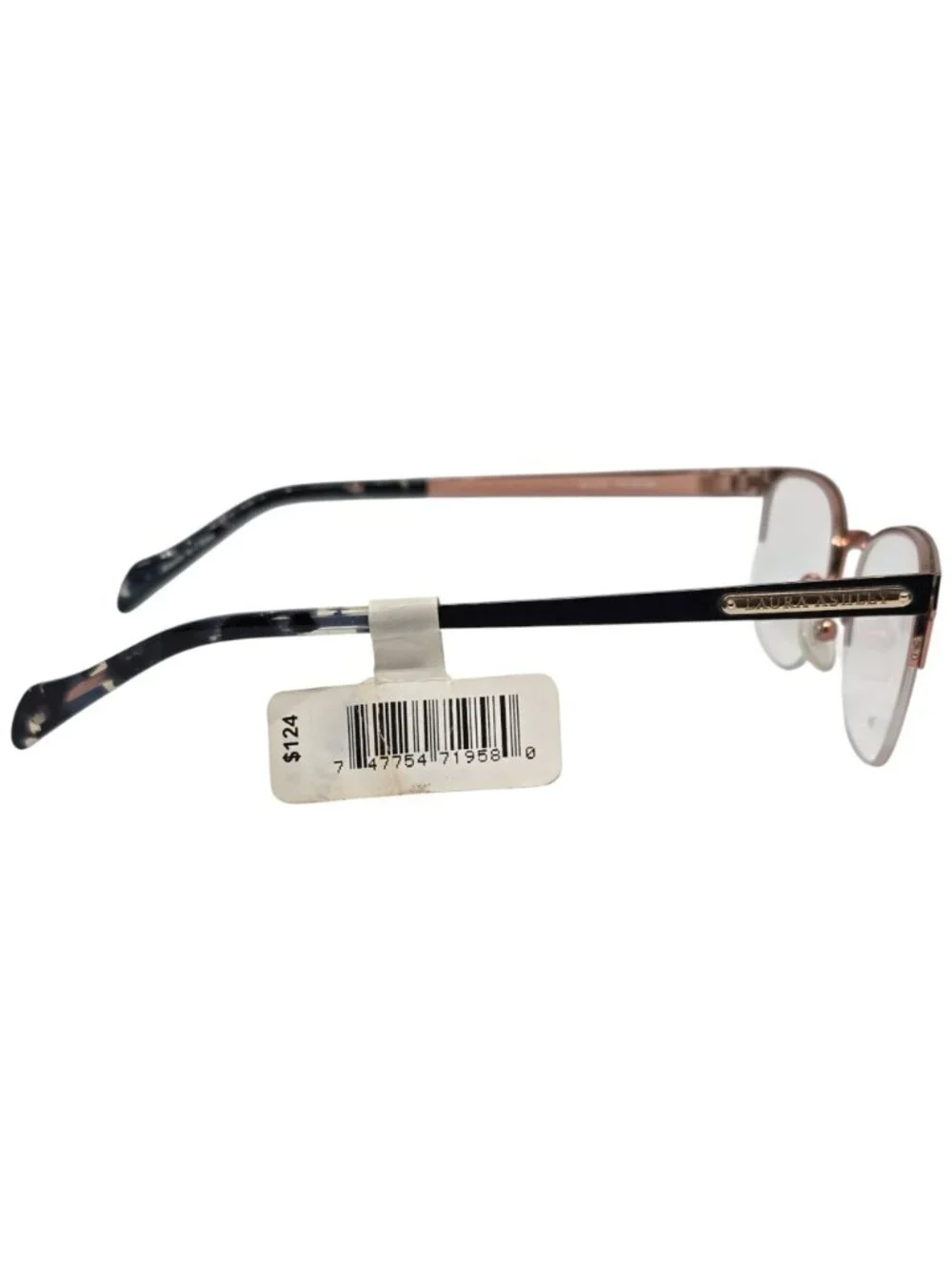 Laura Ashley Tess Womens Black & Rose Gold Semi-Rimless Eyeglass Frame 51-20-140